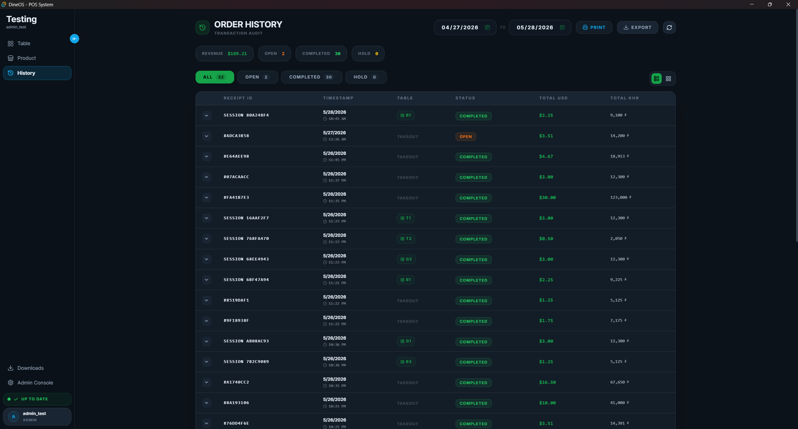 Order history